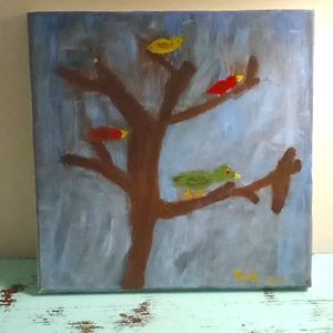 Birds on a Tree canvas painting